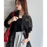 Classical Elf/クラシカルエルフ Classical Elf 上品な透け感×大人カジュアル。レースオーバーサイズシャツブラウス（長袖）/508275816
