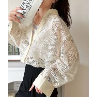 Classical Elf/クラシカルエルフ Classical Elf 上品な透け感×大人カジュアル。レースオーバーサイズシャツブラウス（長袖）/508275816