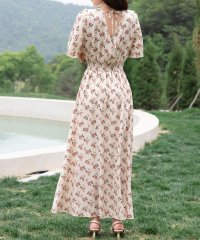TeddyShop/テディショップ Teddyshop レディース Vネック花柄ウエスト絞りふんわりロングワンピース/504457055