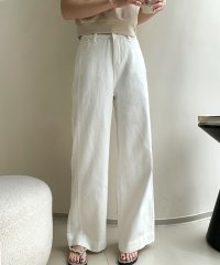 LOWO/ロワ LOWO 【綿100％使用】【撥水】【防汚】ワイドシルエットホワイトデニムパンツ/508276572