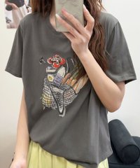 LOWO/ロワ LOWO 綿混フロントプリントTシャツ カットソー/508276573
