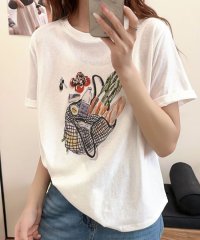 LOWO/ロワ LOWO 綿混フロントプリントTシャツ カットソー/508276573