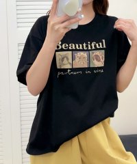 LOWO/ロワ LOWO 綿混フロントグラフィックプリントTシャツ カットソー/508276574