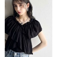Classical Elf/クラシカルエルフ Classical Elf 大人ガーリーに見せる。2wayオフショルフリルデザインシアーブラウス/508276778