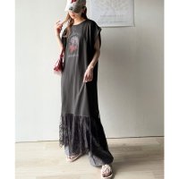 Classical Elf/クラシカルエルフ Classical Elf レイヤード風で魅せる大人のこなれ感。レースコンビロックTワンピース(半袖)/508276784