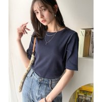 Classical Elf/クラシカルエルフ Classical Elf さりげなく華奢見せで大人の魅力アップ。5分袖リブコンパクトトップス/508276793