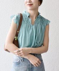 SHIPS any WOMEN/SHIPS any:〈洗濯機可能〉ハンドスモッキング コットン ノースリーブ ブラウス/508276816