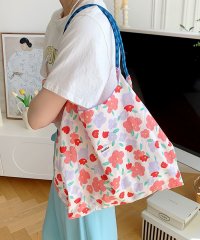 florge/フロージュ florge 【大容量・軽い◎】フラワーリボン総柄ショッピングバッグ/エコバッグ/サブバッグ/508277292