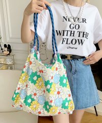 florge/フロージュ florge 【大容量・軽い◎】フラワーリボン総柄ショッピングバッグ/エコバッグ/サブバッグ/508277292