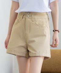 TeddyShop/テディショップ Teddyshop レディース ハイウエストロールアップでブルボタンショートデニムパンツ/506246513