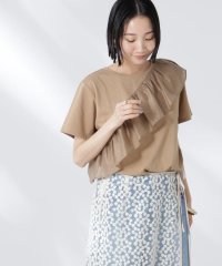 NANO universe/アシンメトリーフリル異素材コンビTシャツ/508202633