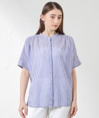 AMACA/ストライプスタンドカラーブラウス/508242439