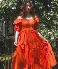 AND COUTURE/バックレースアップオフショルティアードワンピース/508272949