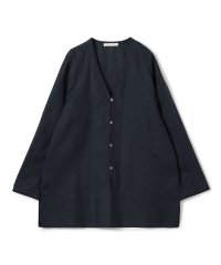 GALERIE VIE/リネンポプリン サイドスリットカラーレスシャツ/508277627