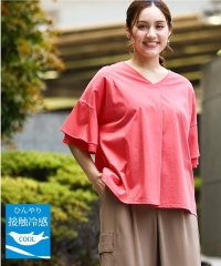 eur3/【大きいサイズ/接触冷感】Vネックシルケット天竺カットソー/508277674