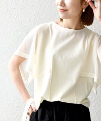 SHIPS any WOMEN/《追加予約》SHIPS any:〈手洗い可能〉メッシュ シアー ハンカチ スリーブ ドッキング TEE/508277791