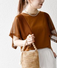 SHIPS any WOMEN/《追加予約》SHIPS any:〈手洗い可能〉メッシュ シアー ハンカチ スリーブ ドッキング TEE/508277791
