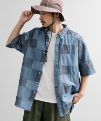 Rocky Monroe/ロッキーモンロー Rocky Monroe デニムシャツ 半袖 ボタンダウン メンズ レディース パッチワーク 切替 刺繍 オーバーサイズ ゆったり KRIFF/508277994