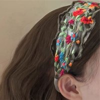 REAL STYLE/リアルスタイル REAL STYLE カチューシャ ヘアバンド 幅広 痛くない レディース キッズ 花 刺繍 髪飾り ヘアアレンジ 透け感 シースルー シアー /508278204