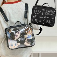 REAL STYLE/リアルスタイル REAL STYLE 痛バッグ ショルダーバッグ ミニリュック メッシュ 缶バッジ ぬいぐるみ ぬいバッグ クリア 透明 レディース 軽い 推し/508278236
