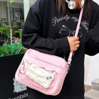 REAL STYLE/リアルスタイル REAL STYLE 痛バッグ ショルダーバッグ レディース メッシュボード付き 缶バッジ アニメ 軽い 斜めがけ クリアバッグ 推し活 グッズ/508278241