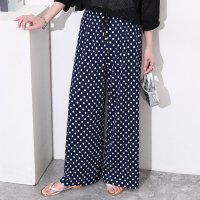 REAL STYLE/リアルスタイル REAL STYLE ワイドパンツ レディース きれいめ 夏 春 秋 ドット 涼しい ボトムス ズボン ゆったり 軽量 ウエストゴム カットオフ/508278265