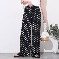 REAL STYLE/リアルスタイル REAL STYLE ワイドパンツ レディース きれいめ 夏 春 秋 ドット 涼しい ボトムス ズボン ゆったり 軽量 ウエストゴム カットオフ/508278265