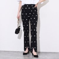 REAL STYLE/リアルスタイル REAL STYLE ストレッチパンツ レディース 夏 黒 ドット柄 テーパード レギパン スキニー ズボン ボトムス ウエストゴム オフィス /508278267