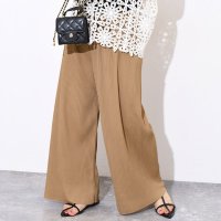 REAL STYLE/リアルスタイル REAL STYLE ワイドパンツ レディース きれいめ 夏 涼しい プリーツ セルフカット ガウチョ ボトムス ズボン ウエストゴム ゆったり/508278273