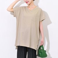 REAL STYLE/リアルスタイル REAL STYLE Tシャツ レディース 半袖 無地 涼しい 夏 綿100％ コットン Vネック トップス カットソー ゆったり 大きいサイズ/508278276