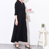 REAL STYLE/リアルスタイル REAL STYLE ワンピース レディース 夏 涼しい ロング 七分袖 五分袖 半袖 ポケット Vネック きれいめ フォーマル オフィス おし/508278298
