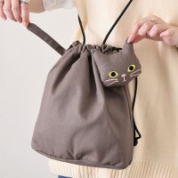 REAL STYLE/リアルスタイル REAL STYLE 巾着バッグ レディース 2way ショルダーバッグ ハンドバッグ ポーチ バッグインバッグ 斜めがけ 肩掛け マチ ネコ /508278311