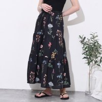 REAL STYLE/リアルスタイル REAL STYLE スカート ロング フレア Aライン ティアード フリル 春 夏 花柄 ウエストゴム 裏地付き 膝下 ボトムス おしゃれ フ/508278338