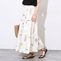 REAL STYLE/リアルスタイル REAL STYLE スカート ロング フレア Aライン ティアード フリル 春 夏 花柄 ウエストゴム 裏地付き 膝下 ボトムス おしゃれ フ/508278338