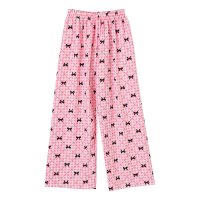 REAL STYLE/リアルスタイル REAL STYLE ワイドパンツ レディース 丈長め 夏 リボン ギンガムチェック 涼しい 涼感 速乾 ハイウエスト ボトムス 薄手 柄パンツ/508278340