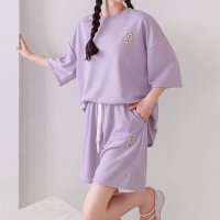 REAL STYLE/リアルスタイル REAL STYLE セットアップ レディース 夏 半袖 ライトスウェット ショートパンツ カジュアル 韓国 ズボン トップス ボトムス 上下セ/508278342