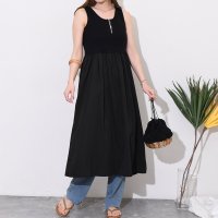 REAL STYLE/リアルスタイル REAL STYLE ワンピース レディース 夏 涼しい ロング ノースリーブ きれいめ フレア Aライン ハーフジップ 体型カバー ゆったり /508278344