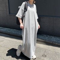 REAL STYLE/リアルスタイル REAL STYLE ワンピース レディース ロング マキシ 春 夏 半袖 きれいめ コットン 綿 Iライン 無地 カットソー 白 黒 グレー /508278346
