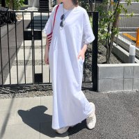 REAL STYLE/リアルスタイル REAL STYLE ワンピース レディース ロング マキシ 春 夏 半袖 きれいめ コットン 綿 Iライン 無地 カットソー 白 黒 グレー /508278346