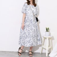 REAL STYLE/リアルスタイル REAL STYLE ワンピース レディース 春 夏 半袖 ロング 薄手 涼しい 涼感 速乾 きれいめ フレア Aライン ボタニカル柄 ポケット/508278348