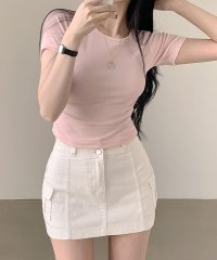 VIVIDLADY/ビビッドレディ VIVIDLADY サイドシャーリング入り半袖Tシャツ レディース 夏 6色 バレエコア シャーリング タイト ミニT クロップド 小さい スリ/508278373
