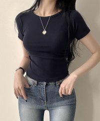 VIVIDLADY/ビビッドレディ VIVIDLADY サイドシャーリング入り半袖Tシャツ レディース 夏 6色 バレエコア シャーリング タイト ミニT クロップド 小さい スリ/508278373