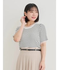 Re-J＆SUPURE/【接触冷感】シアーフリルリネンライクニットトップス（無地・ボーダー柄）/508279159