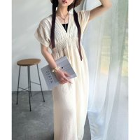 Classical Elf/クラシカルエルフ Classical Elf 肌にふわり。大人の余裕をまとって、今日を心地よく。レースアップバックリボンオールインワン/508279248