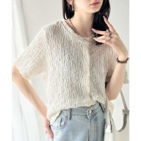 Classical Elf/クラシカルエルフ Classical Elf ラフに着てもサマになる！前後2wayクラッシュジャカードノーカラーブラウス（半袖）/508279250