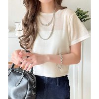 Classical Elf/クラシカルエルフ Classical Elf さりげなく輝くラメが主役。ラメ入りショート丈Tシャツ（半袖）/508279252