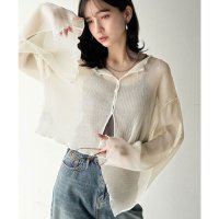 Classical Elf/クラシカルエルフ Classical Elf 大人の上品な透け感を纏う。前後2wayシアー楊柳素材フレアスリーブブラウスカーディガン（長袖）/508279253