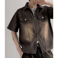 Classical Elf/クラシカルエルフ Classical Elf 《Haruto×クラシカルエルフコラボ》ヴィンテージウォッシュダブルジップショートデニムシャツ/508279257