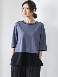 la.f…(Lsize)/ラ エフ エルサイズ la.f…(Lsize) 【大きいサイズ】Tシャツ風ニットプルオーバー≪手洗い可能≫/508279488