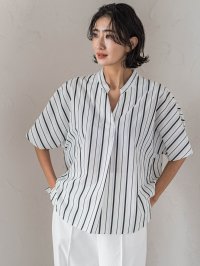 la.f…(Lsize)/ラ エフ エルサイズ la.f…(Lsize) 【大きいサイズ】半袖ストライプブラウス≪洗濯機で洗える≫/508279489